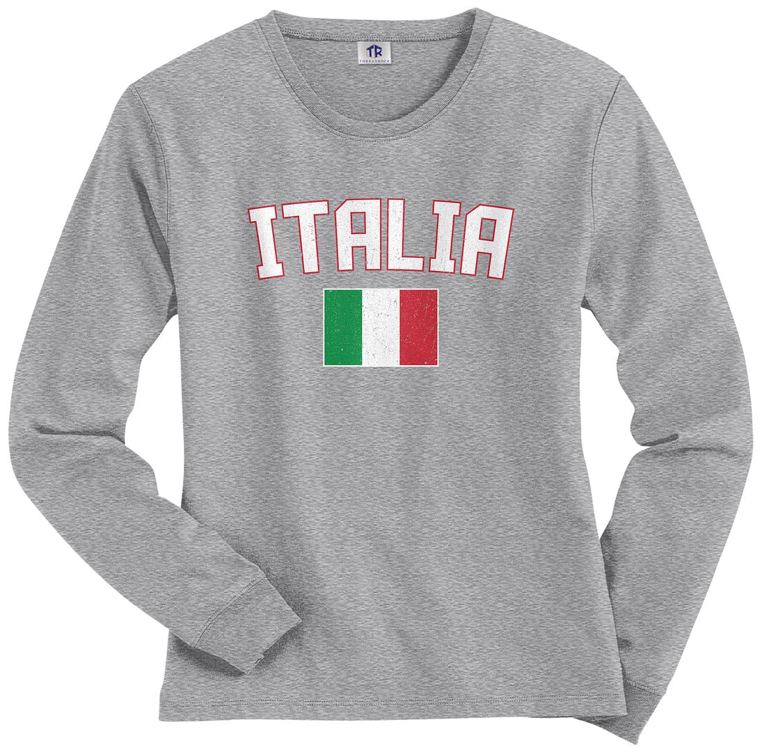 Threadrock Women S Italia Flag Long Sleeve T Shirt Italy Rome Italian Soccer Ebay